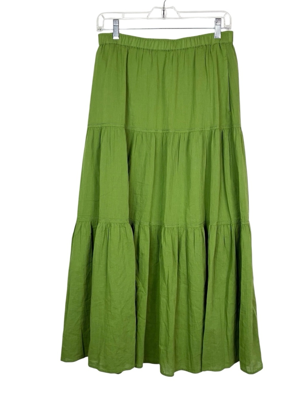 Uniglo Green Tiered Lined Maxi Skirt Size Medium